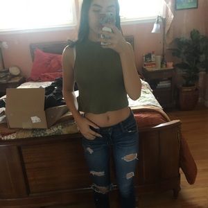 green racer back top